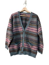 VTG EDDIE BAUER Multicolor Wool Button Outdoor Cardigan Sweater Women  s Large P
