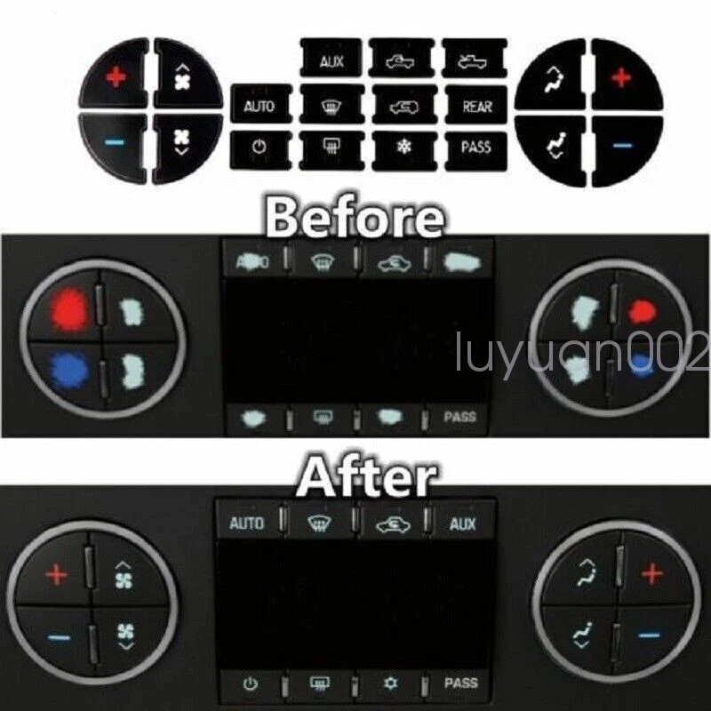 A/C Climate Control Dash Button Repair Decal For GMC Buick Chevrolet Tahoe Yukon - Imagem 2 de 4