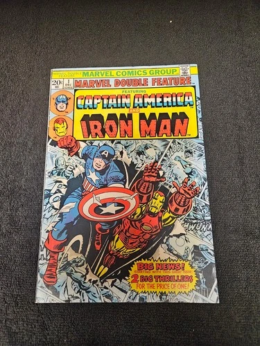 1973 MARVEL COMICS MARVEL DOUBLE FEATURE #1 CAPTAIN AMERICA IRON MAN FN VINTAGE