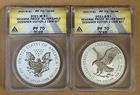 2021-W & 2021-S REVERSE PROOF SILVER EAGLE (2) Coin Set- ANACS Graded PR70