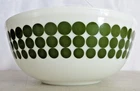 Vintage PYREX Green Polka Dot Mixing Nesting Bowl #404 Milk Glass 4 Qt