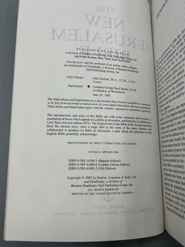 The New Jerusalem Bible Doubleday 1985 Edition Hardcover Book w/ Slip Cover - Picture 4 of 5