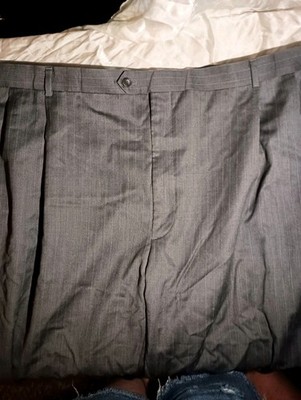 Joseph & Feiss Gray Pin Stripe Pleated Cuffed Dress Pants Trousers 52 / 26