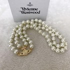 Vivienne Westwood GRAZIELLA Orb 2Row Pearl Necklace Choker Gold with drawstring