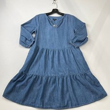 Talbots Tiered Denim Dress Women's Size PM Blue