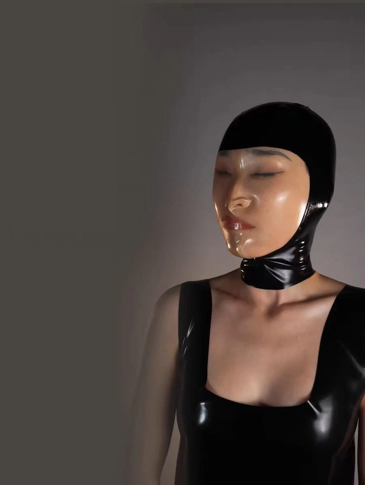 Latex hood with Transparent Mask with breathing hole for Fetish BDSM 0.4mm US - Image 4 of 4