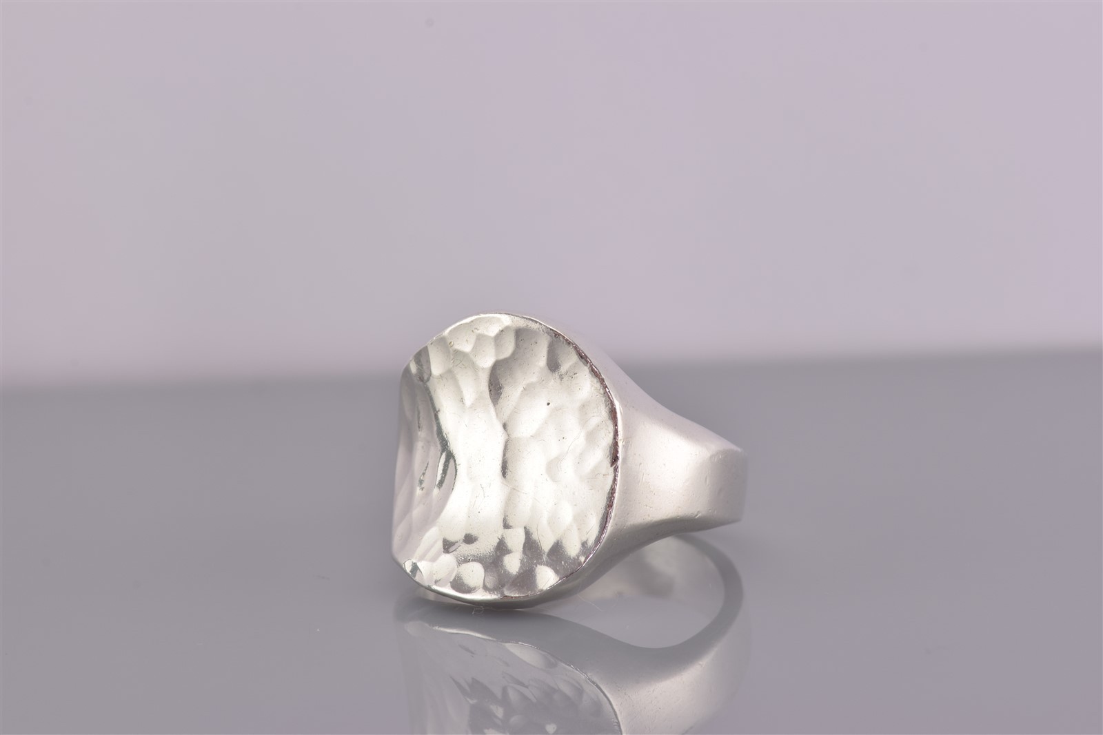 Sterling Silver 17mm Solid Hammered Texture Conca… - image 6