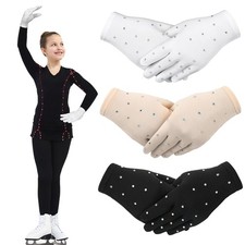 3 Pairs Ice Figure Skating Gloves for Women Girls White Black Nude Skate Glov...