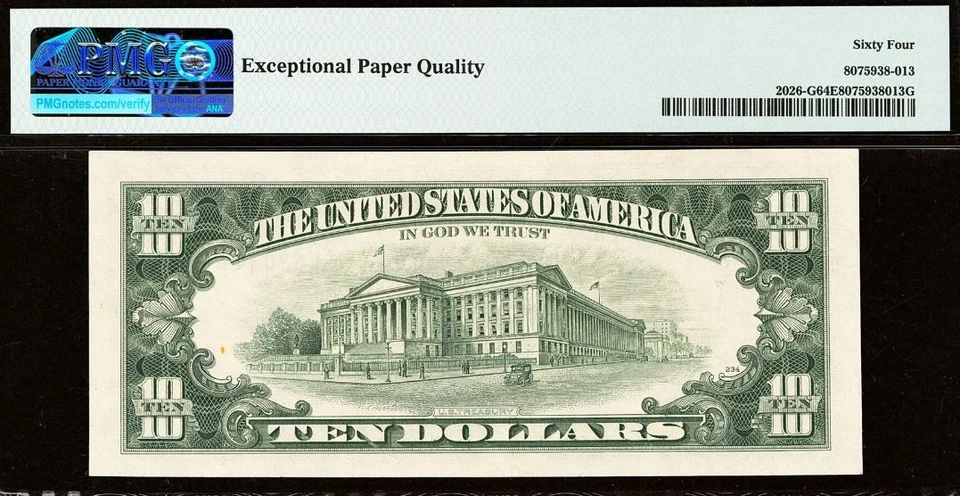 1981A $10 Federal Reserve Note PMG 64EPQ - Chicago District - Fr 2026-G - Image 3 of 3