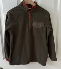 Lands End Boy Fleece 1/4 Zip Jacket Shirt L/S Olive Green Small 8 Pullover