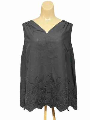 Women s Small Crochet Tunic Blouse Black Sleeveless