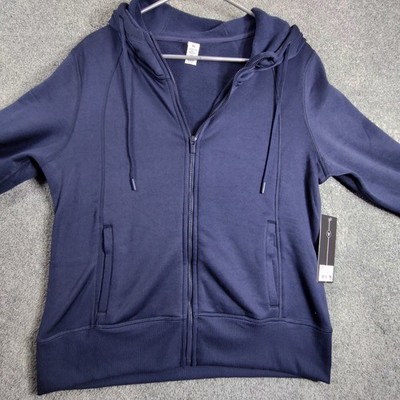 Velocity Womens Jacket Hoddie Scuba Fleece Liberty Full Zip Size XL Blue Casual