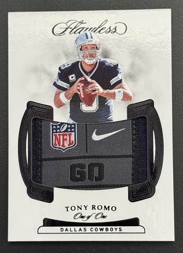 1/1 Tony Romo 2018 Panini Flawless #FS-TR Laundry Tags Tag Patch Logo Cowboys