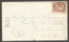 1871 Small Queen Tiny Cover 3c Split Ring Knowlton Quebec to Split Ring Montreal