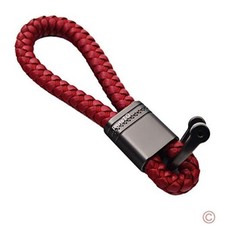 Braided Leather Car Key fob Keychain with D Ring for Deep Red, Black D Hook