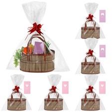 6 Set Baskets for Gifts Empty, Large Woven Wood Basket Kit with Gift Bags, Bo...
