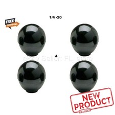 4 PACK Ball Turn Knobs 1/4-20 Internal Female Insert Thread Black Phenolic NEW