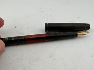 Rare Vintage Onoto The Pen Fountain Pen Green Marbled Ink Visible Demonstrator