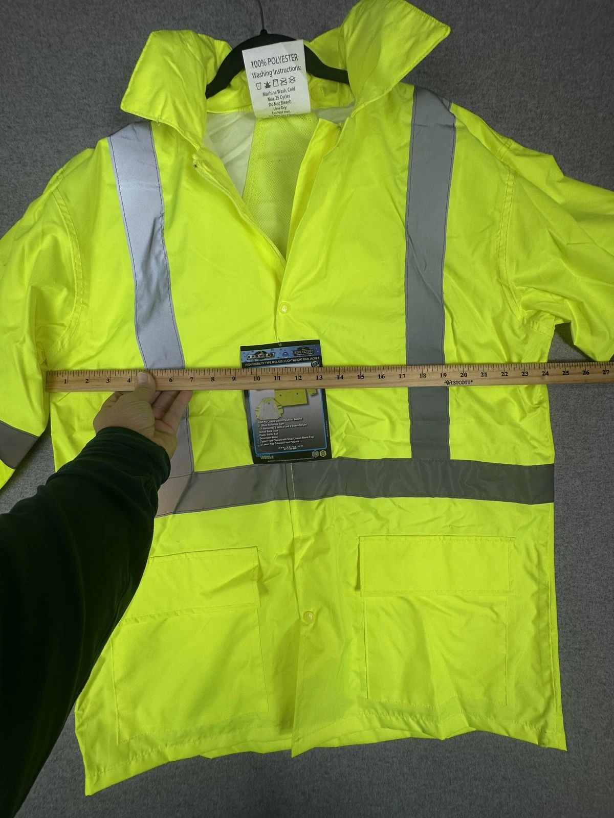 Radians Radwear Jacket Mens Medium Yellow Hi Vis Class 3 Hooded Rain RW10-3S1Y image 8