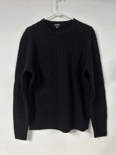 Todd Snyder Lambswool Cable Knit Sweater Size M Black Crew Neck