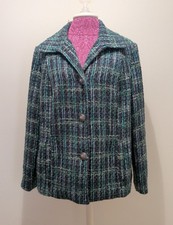 Chico's Boucle Knit Blazer Jacket in Olive, Forest Green, and Black Size 2