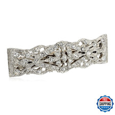 1928 Bridal "Essentials" Multi Crystal Clear Bar 3.5" Hair Barrette Wedding Art