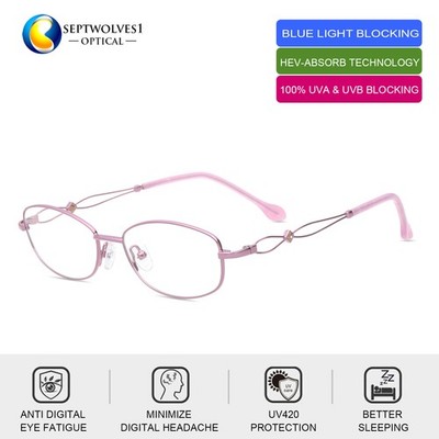 Fashion Designer Women's Metal Blue Light Blocking Reading Glasses Reader +UV420