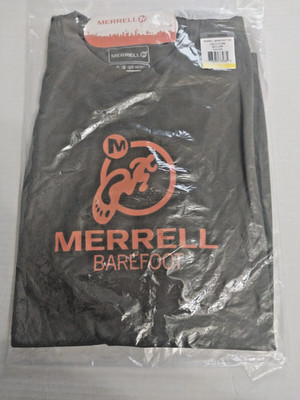 Merrell Barfoot Tech Tee Boulder Rocher Opti-Wick Men's Size M T-Shirt Brown
