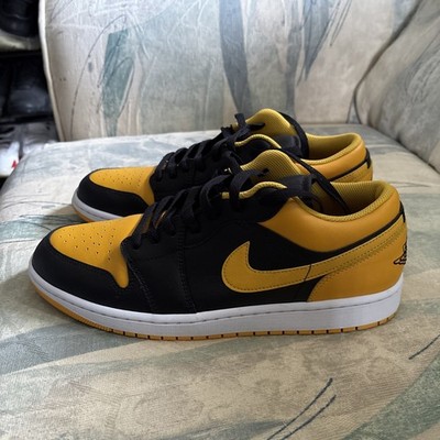 Nike Air Jordan 1 Low Black Yellow Ochre White 553558-072 Men's Sz