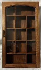 Wood Wall Cabinet With Etched Flower On Glass Door 18 x10 x2.5 13 Shelve Spaces