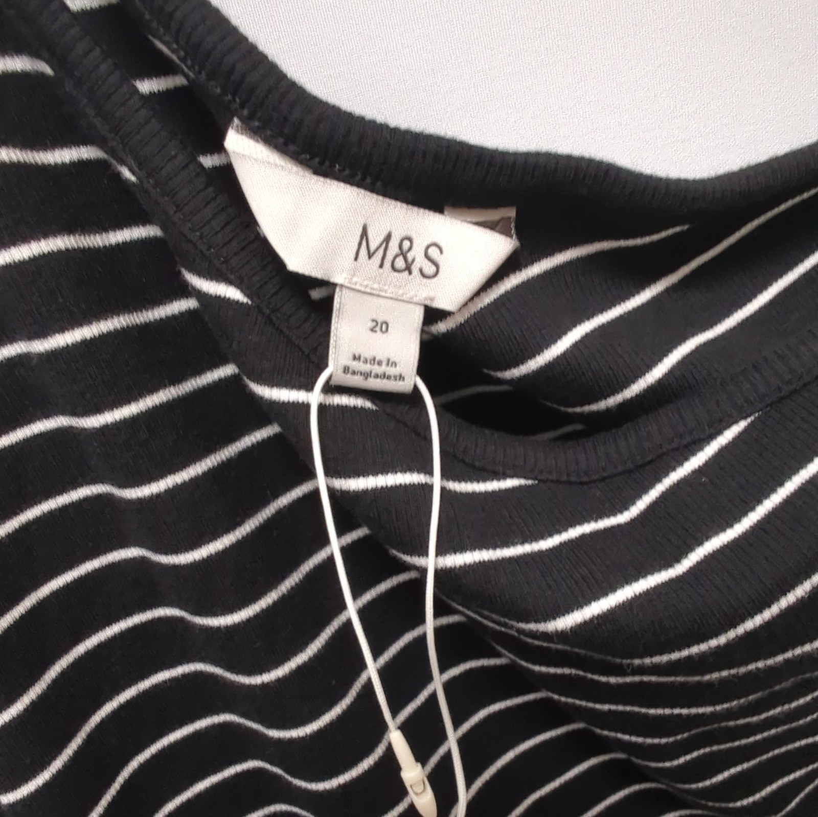 M&S Black White Striped One Shoulder Sleeveless Stretch Tank Top UK 20 image 5