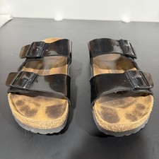 Birkenstock Sandals Kids Size EU 32 Black Patent Arizona Two Strap Slides