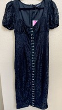 Women Black Lace Dress By Pretty Little Thing Sz 6 NWT -Fake Hook & Eye  Design