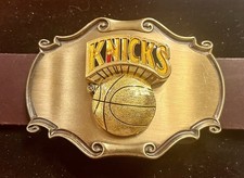 " NY Knicks " Vintage Solid Brass Buckle - Raintree W/ Premium Cowhide Belt