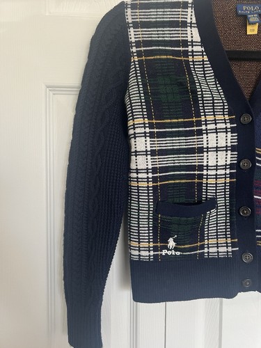 Polo Ralph Lauren Plaid Cardigan 96% wool size medium youth - Picture 3 of 5