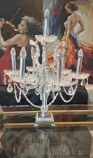 Luxury Maria Theresa Crystal Table Lamp – Silver Finish, 7 lamps, Spain, 26x21"