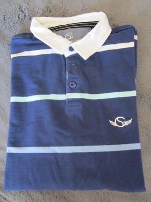 Herren Polohemd Langarm von Gentlemen Selection in Gr. 48 blau,