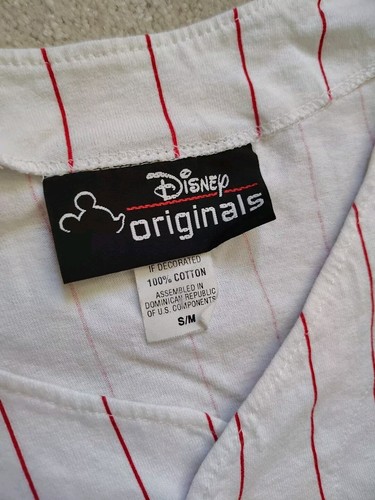Vintage Mickey Mouse Disney Baseball T-Shirt Jersey Small Made In Usa Pinstripe - Picture 4 of 5