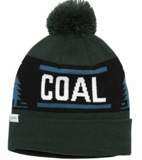 Coal Headwear DOWNHILL Unisex Fine Acrylic Cuffed Pom Beanie Dark Green NEW
