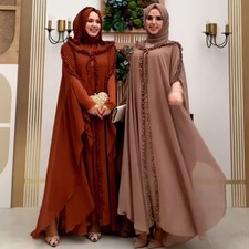 Muslim Abaya Open Women Chiffon African Long Maxi Dress Dubai Party Arab Caftan