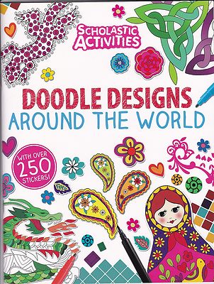 Doodle Designs Around the World Doodle Sticker Activity Colouring Book Children