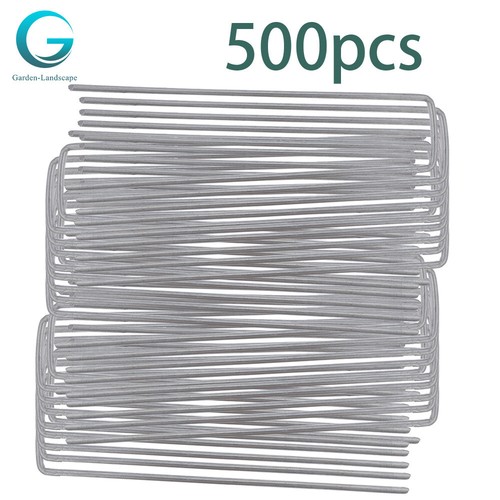 500 Pack U-Pin Garden Stakes Galvanized Landscape Sod Staples 11 Gauge 6 Inch - Picture 2 of 7