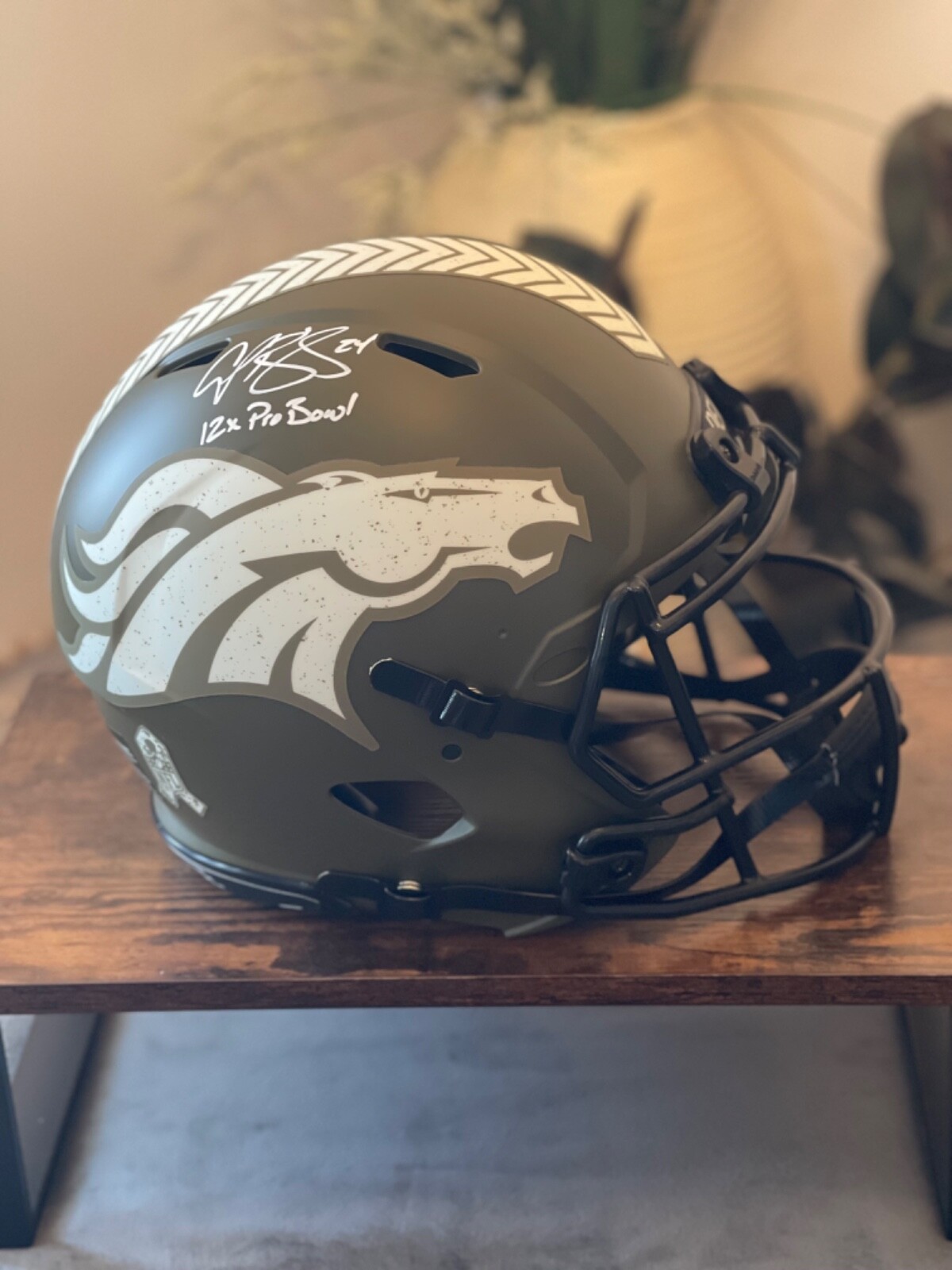 Champ Bailey Autographed Signed Denver Broncos Salute to Service and inscribed full size helmet 