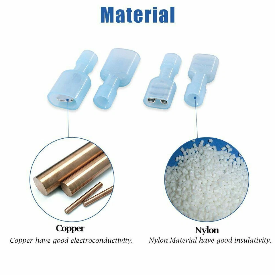 200X Fully Insulated Male Female Spade Terminal Quick Disconnect Wire Connectors - Image 3 of 4