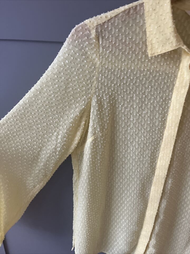 Hush Blouse Lemon Yellow Shirt Size UK8 Top Textured Long Sleeves | eBay