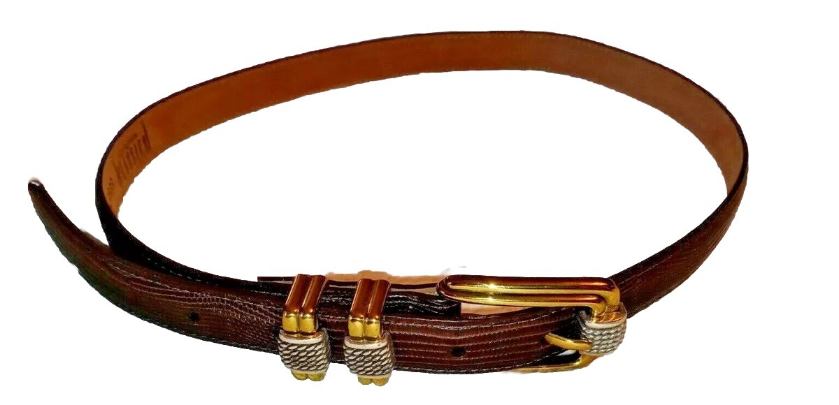 Brighton Belt M Brown Reptile Etched Silvertone Hardware  display picture 2