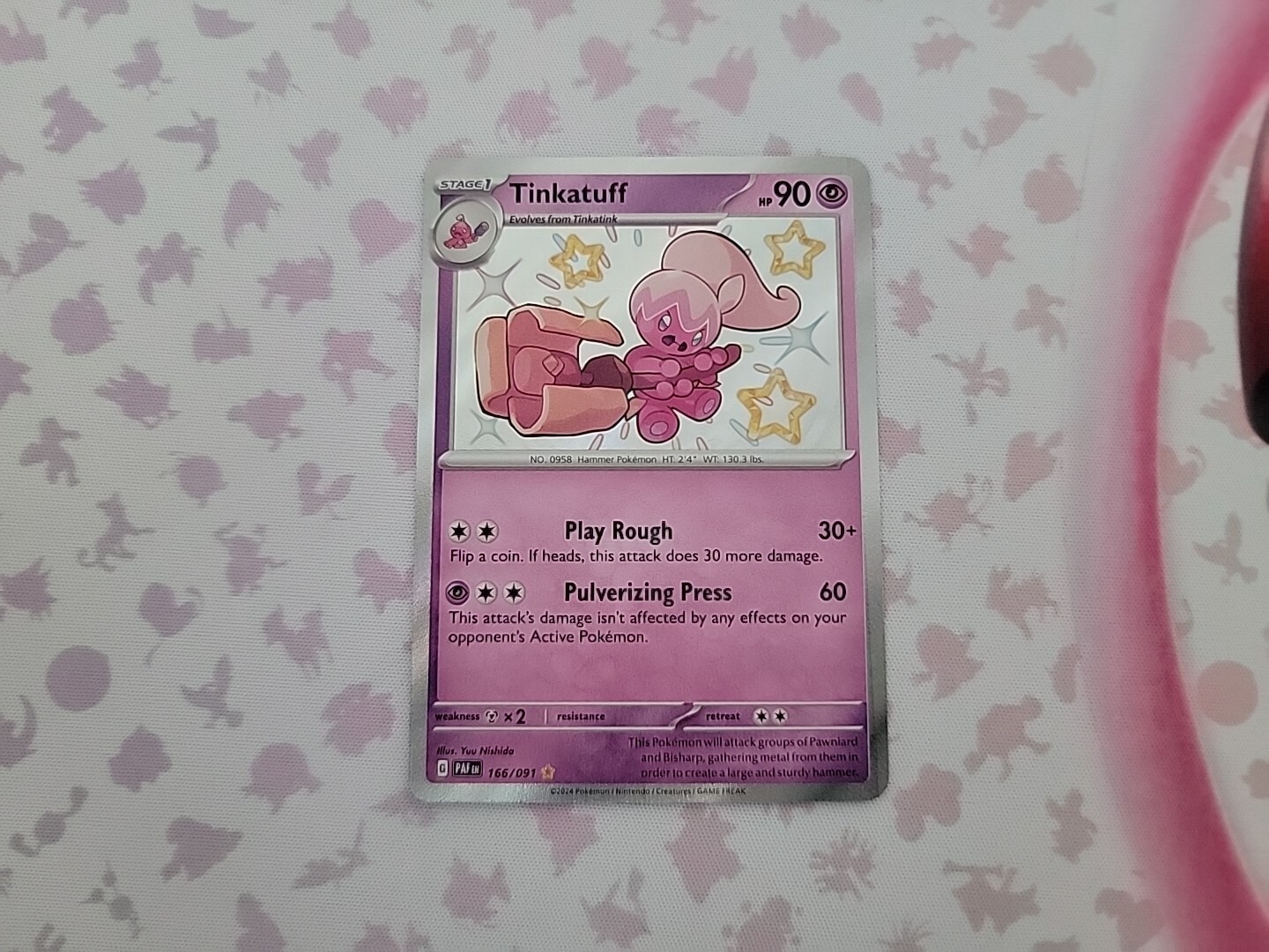 Pokemon Tinkatuff 166/091 Mint Shiny Rare SV Paldean Fates
