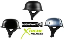Highway 21 9MM German Beanie Half Helmet Lightweight Removable Liner DOT XS-5XL