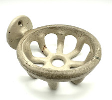 Vintage Farmhouse Cast Iron White Beige Enamel Cup Holder Fixture - Wall Mount