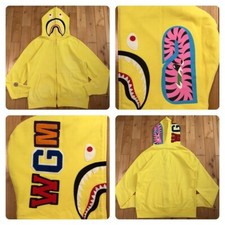 2010 BAPE Neon shark full zip hoodie a bathing ape NIGO Yellow Size L